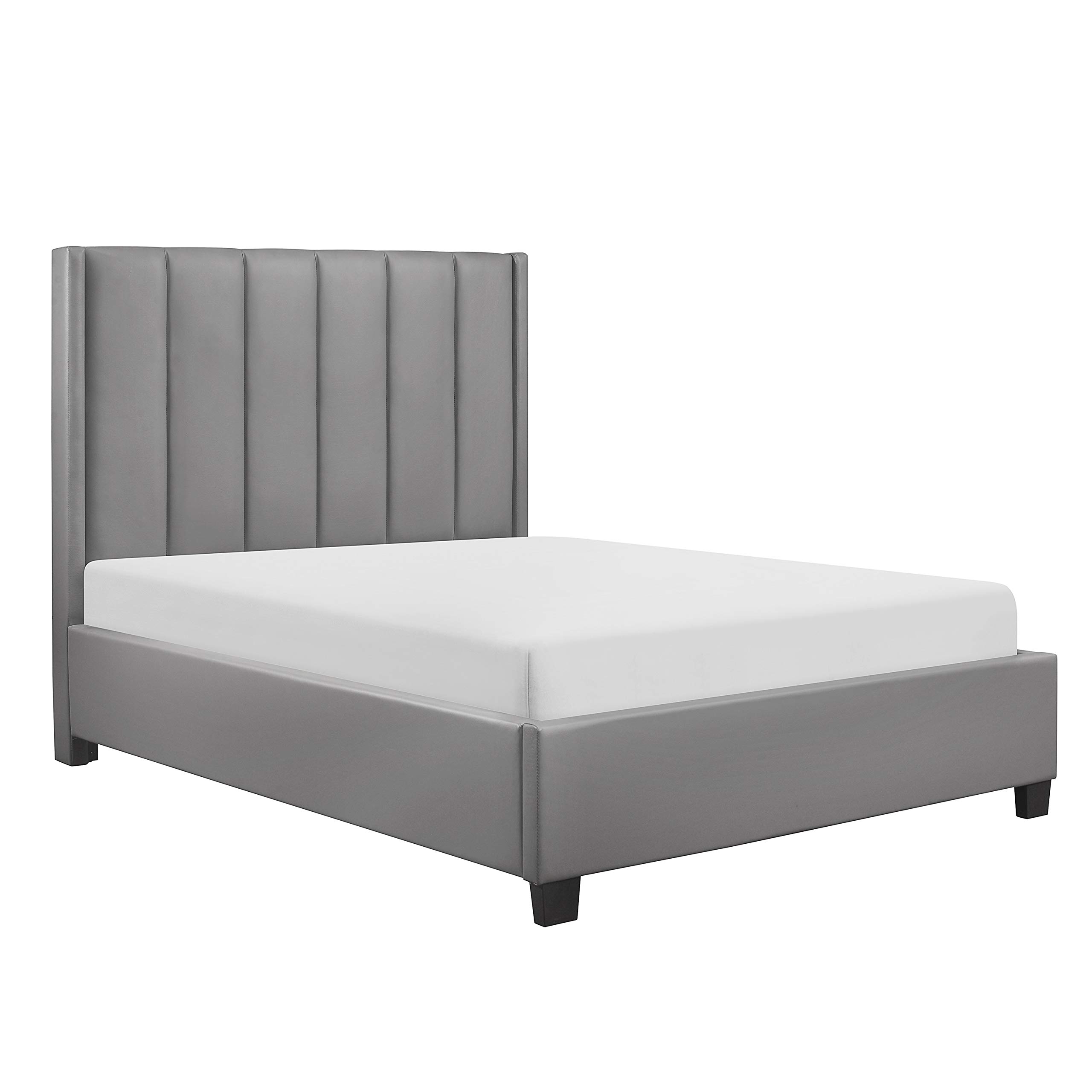 Lexicon Taye Upholstered Platform Bed Frame - Queen Size, Gray Fabric Upholstery - Modern Bedroom Furniture for Master Bedroom or Guest Room
