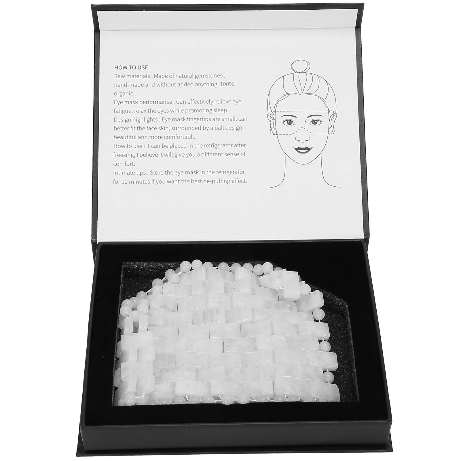 Jade Stone Eye Mask for Dark Circles & Puffiness Relief - Cooling Face Massager for Relaxation, Sleep & Meditation - Natural Beauty Tool with Soothing Jade Stones (White) - Perfect for Spa, Travel & Home Self-Care