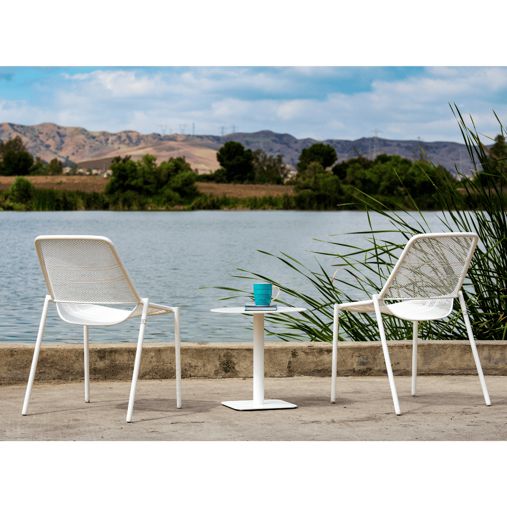 Como Steel Outdoor Armless Stackable Dining Chairs - Set of 4 | Patio, Garden, Poolside & Restaurant Seating | Weather-Resistant Metal Dining Chairs for Outdoor Use