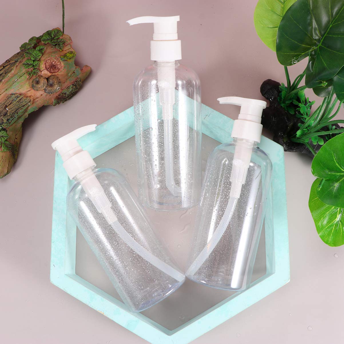 TOPBATHY 4-Pack Clear Empty Pump Bottles for Hand Soap, Lotion & Liquid Dispenser - Travel-Friendly Refillable Containers for Bathroom, Kitchen & Toiletries (White) | Perfect for Handwashing, Skincare & Travel Essentials