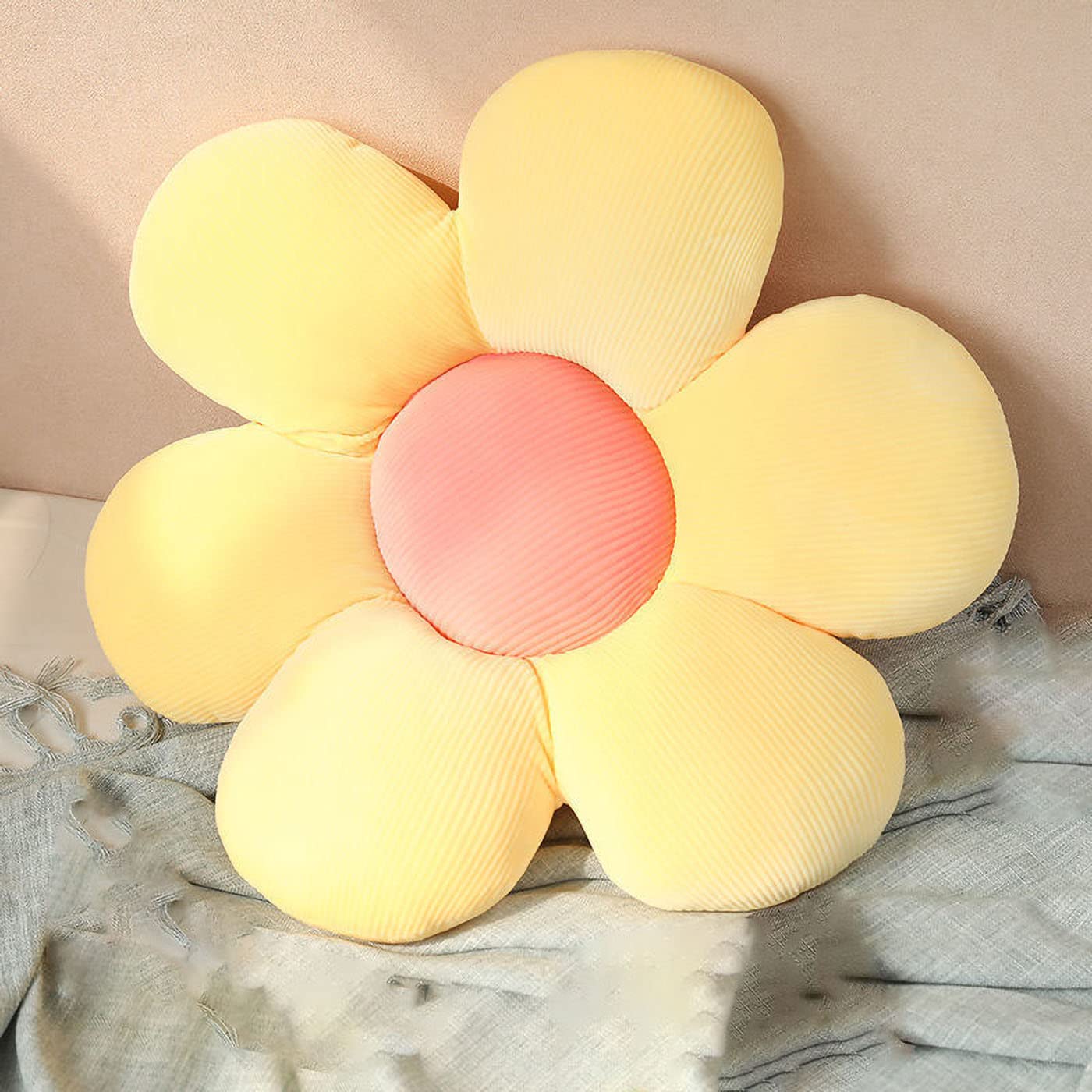 IXITON 21.5 Inch Yellow Flower-Shaped Throw Pillow - Soft Decorative Cushion for Sofa, Office Chair, Floor & Car Seat | Perfect for Reading, Relaxation & Home Decor
