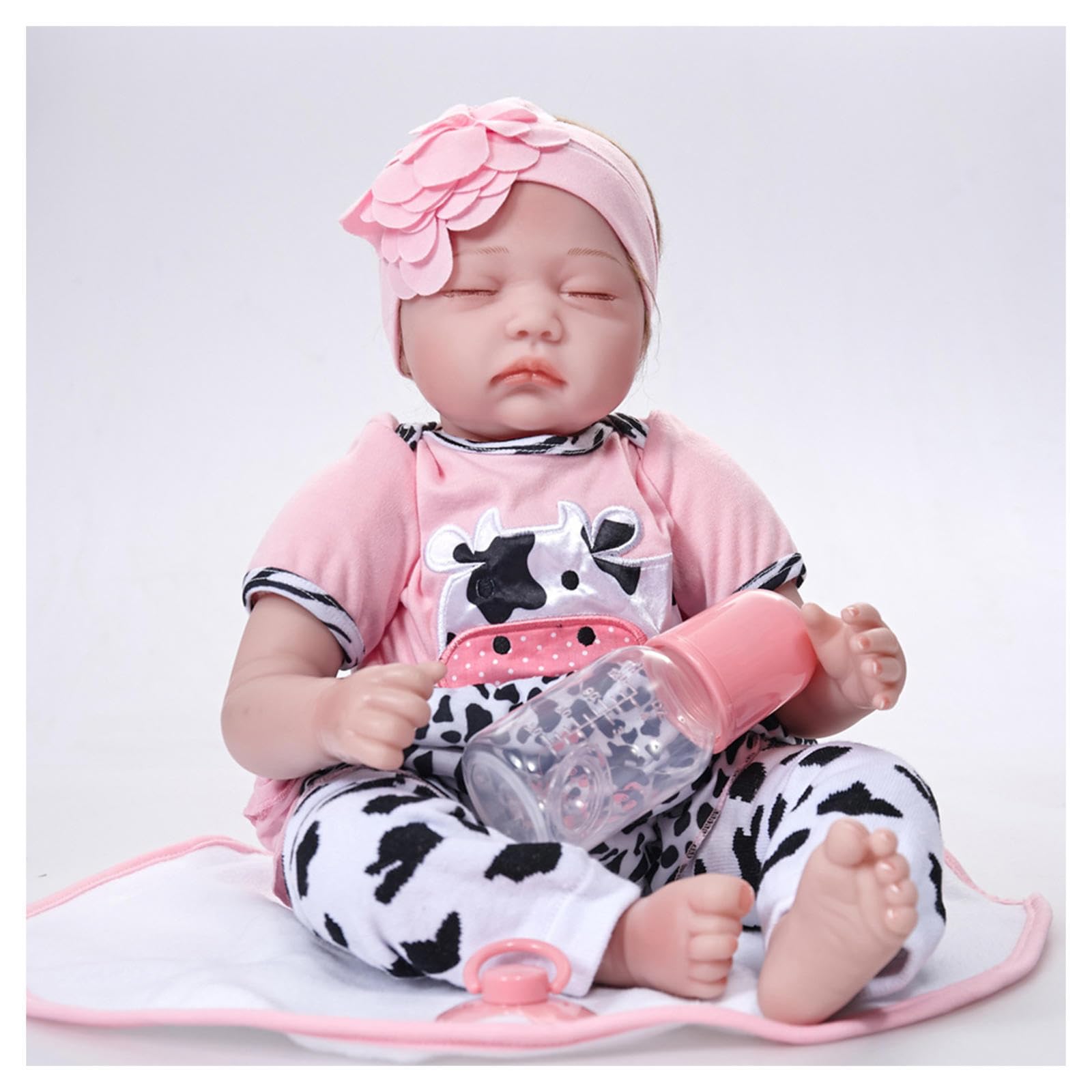 22 Inch Realistic Reborn Baby Doll - Lifelike Boy Doll with Feeding Kit, Perfect for Collectors, Gift Giving & Role Play (K-Girl Series) - Ideal for Nursery Decor, Photography Props & Therapy Use