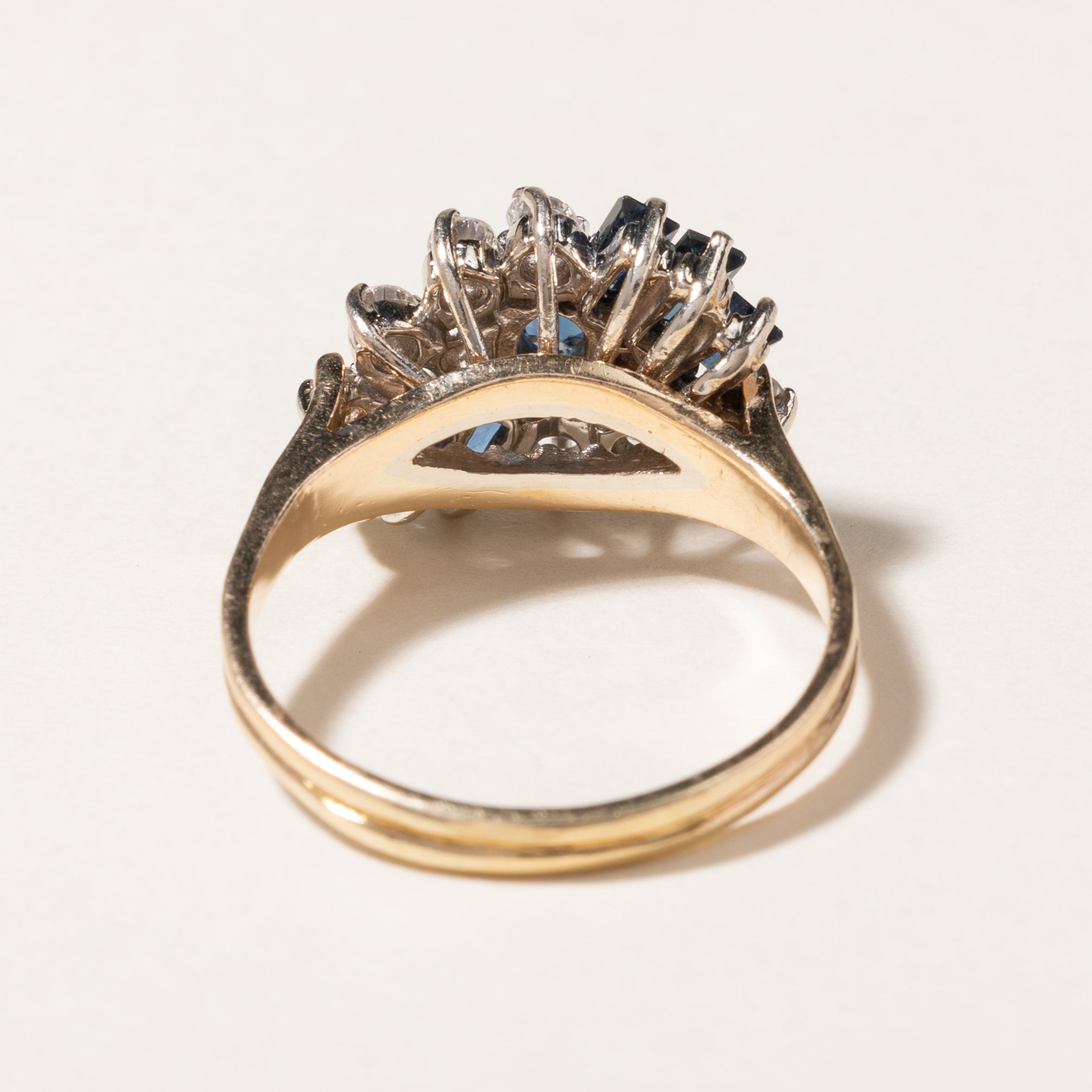 14K White Gold Sapphire and Diamond Cluster Cocktail Ring - 1.03ctw Gemstones (0.25ctw Diamonds) - Size 8 - Perfect for Evening Parties, Weddings & Special Occasions