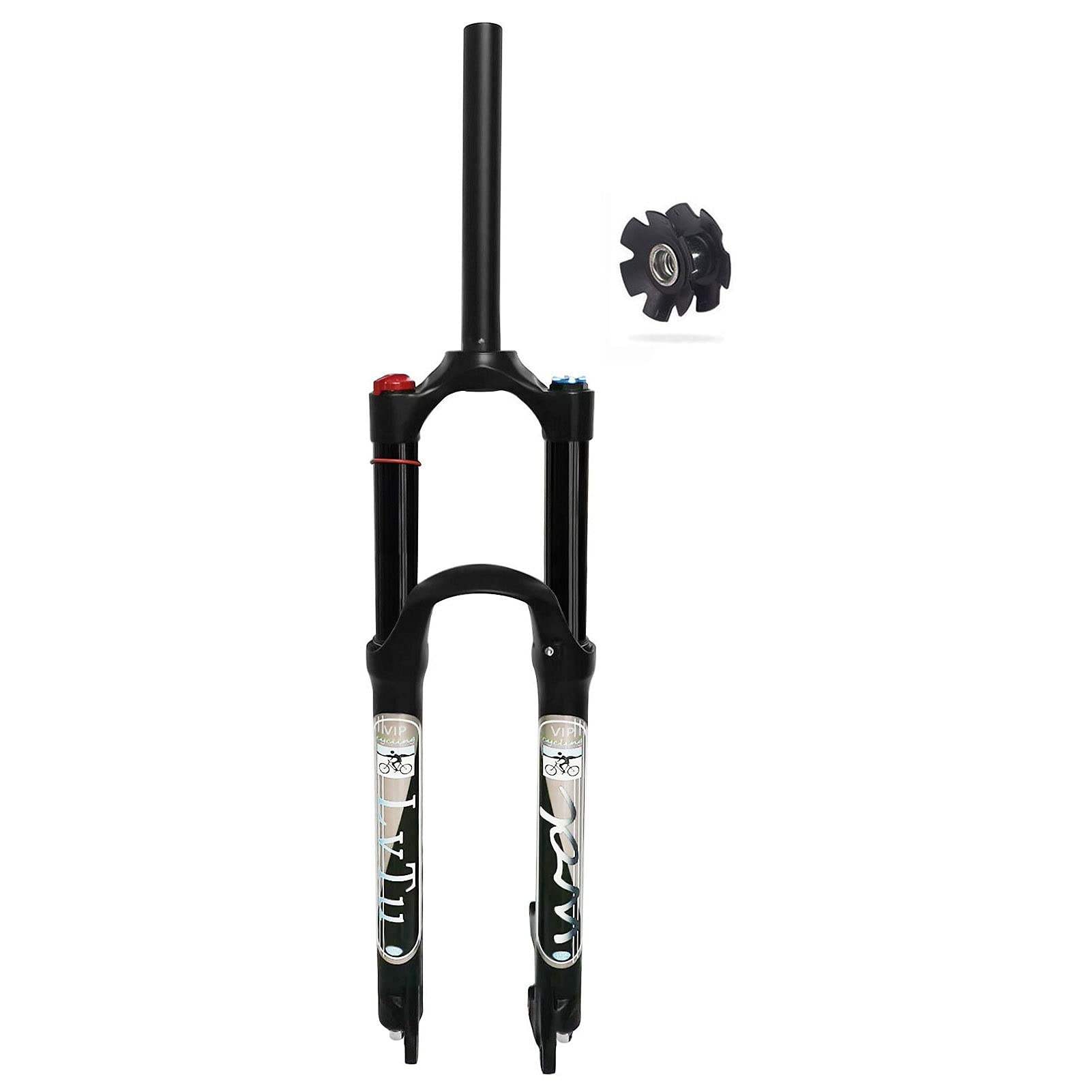 140mm Air Suspension Fork for 26/27.5/29 Inch Mountain Bikes - QR 9mm Straight/Tapered Tube XC/AM Front Fork (Straight Manual Lock, 27.5