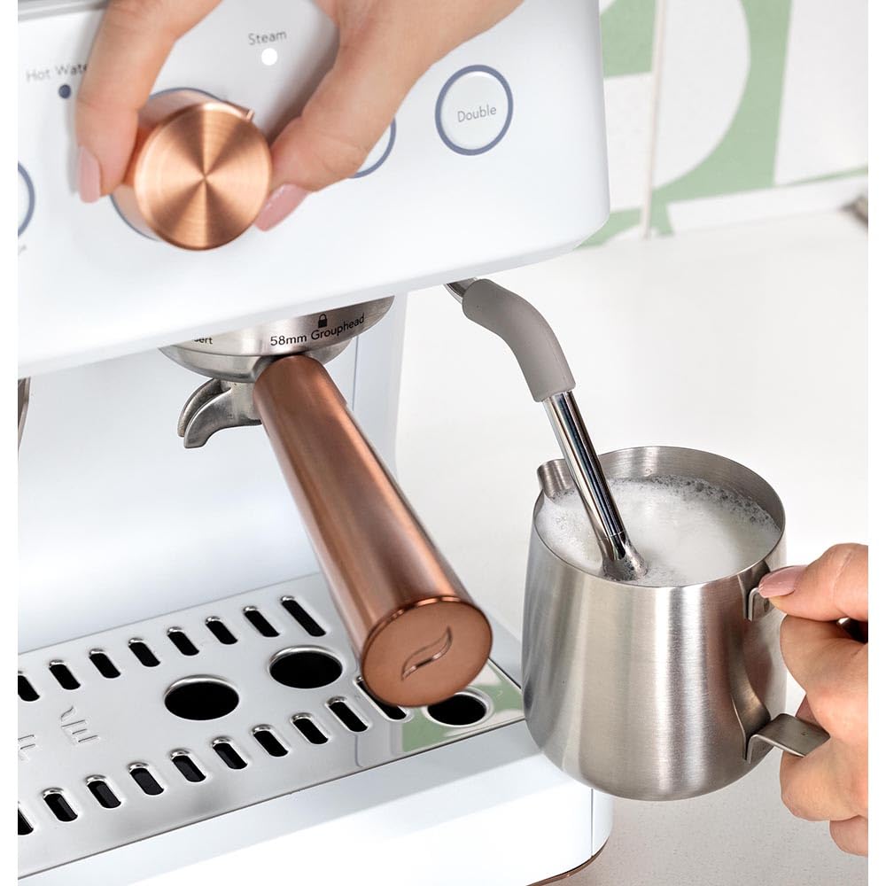 Café Bellissimo Semi Automatic Espresso Machine with Milk Frother - WiFi Connected Smart Home Coffee Maker | Built-In Coffee Bean Grinder, 15-Bar Pressure Pump & 95oz Water Tank | Matte White Finish | Perfect for Home Baristas & Coffee Lovers