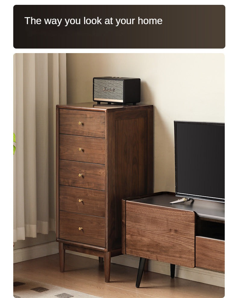 Solid Black Walnut & Oak Wood Drawer - Modern Porch Cabinet for Outdoor Storage & Entryway Organization | Perfect for Patio, Deck, and Garden Decor
