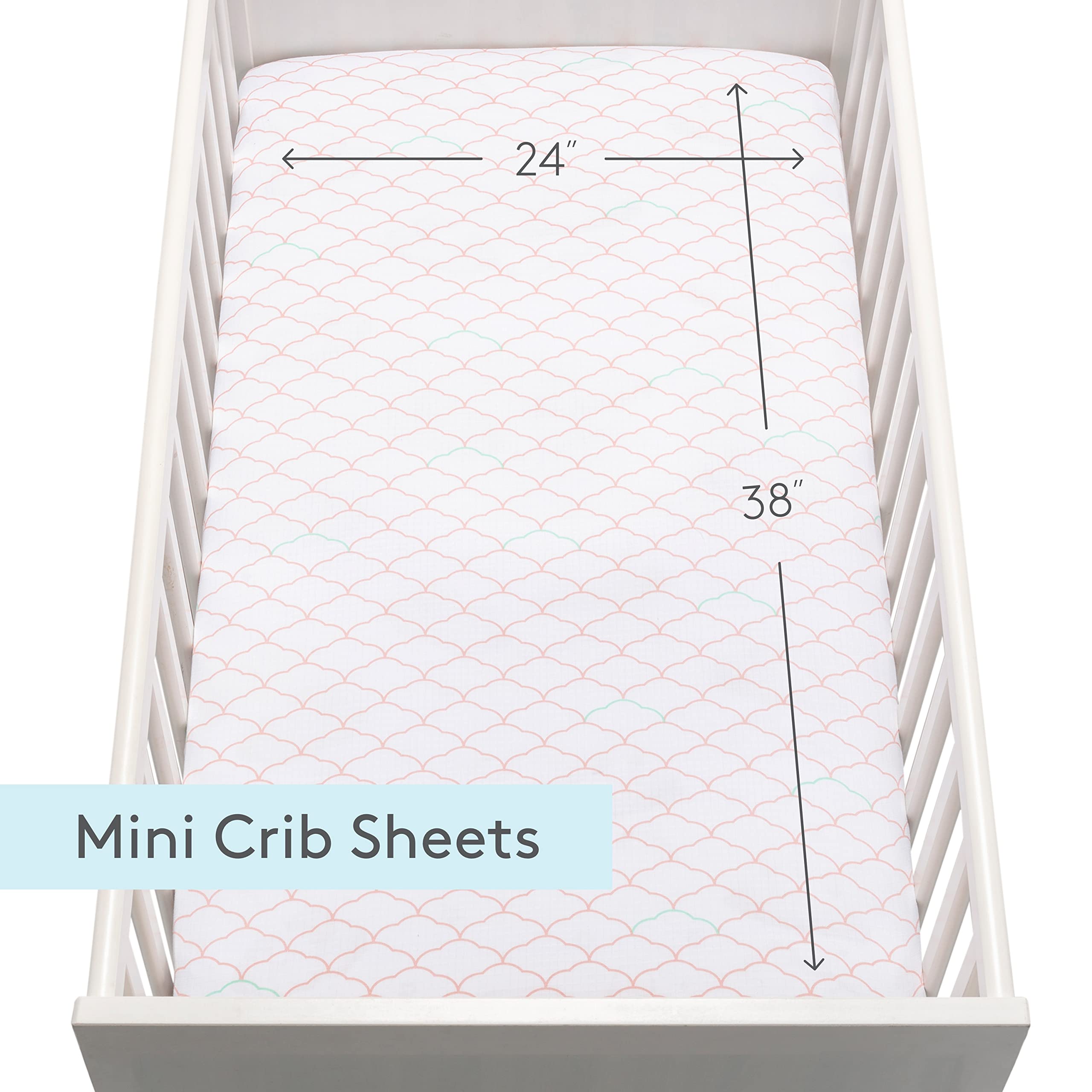 Organic Muslin Cotton Mini Crib Sheets 2-Pack - Ultra Soft & Breathable Baby Bedding for 24