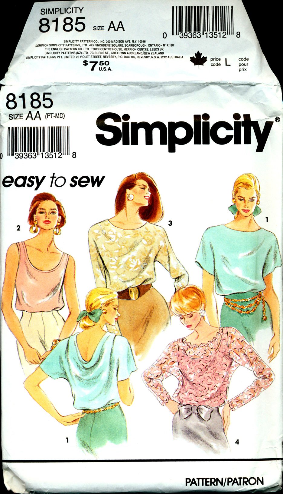 Simplicity Pattern 8185 - Women's Tops Sewing Pattern Set, Sizes AA (6-16) | DIY Fashion & Casual Wear for Misses