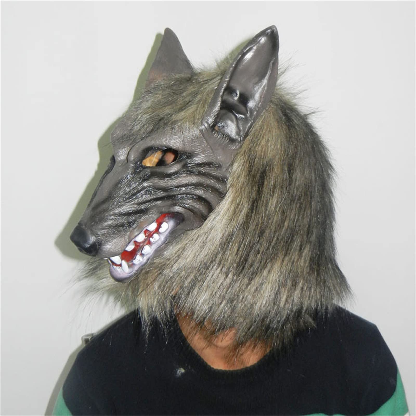 Realistic Werewolf Mask Set with Claws Gloves - Halloween Wolf Costume for Adults & Kids - Gray Wolf Head Mask for Cosplay, Halloween Parties & Scary Costume Events