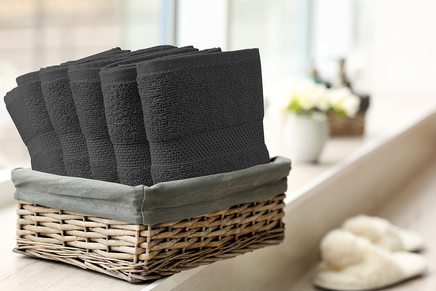 Premium 24x46 Inch Cotton Bath Towels Set of 6 - Super Absorbent & Quick Dry Terry Towels for Bathroom, Shower, Pool, Spa & Gym | Soft Hand Towels for Daily Use | Lightweight & Durable | Charcoal Grey | Perfect for Hotels, Guest Rooms & Beach Trips