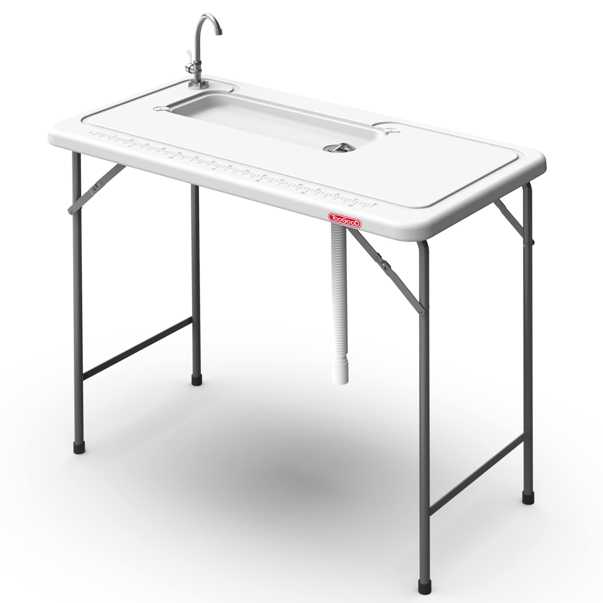 Portable Folding Fish Cleaning Table with Sink - Camping Dish Washing Station with Built-in 31