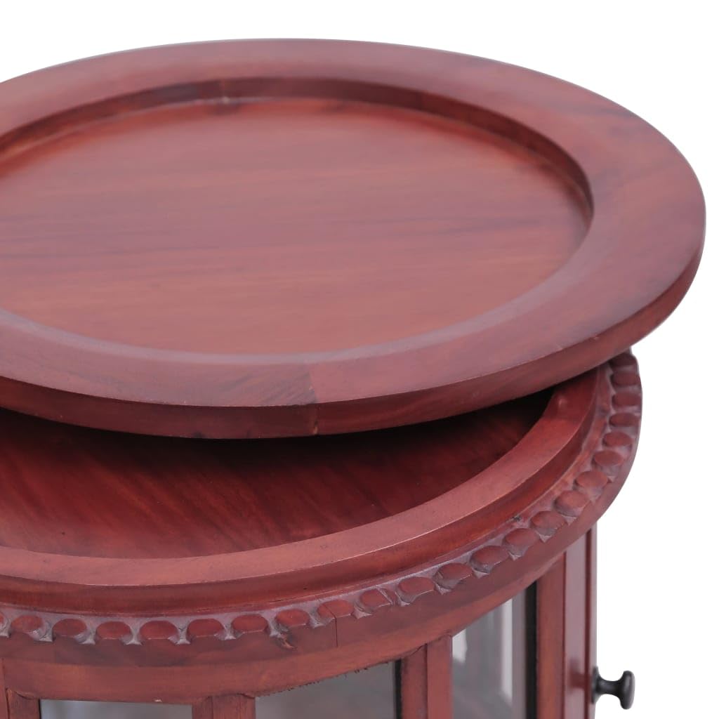 vidaXL Solid Mahogany Wood Side Cabinet with Glass Doors - 19.7