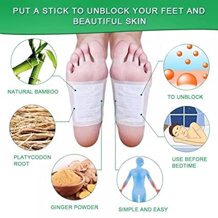 Krifa Enterprises Detox Foot Patches - Natural Pain-Free Foot Pads for Stress Relief & Better Sleep | Toxin Removal & Body Cleansing Kit | Pack of 10 Pads | Perfect for Nighttime Use, Relaxation & Wellness Routine