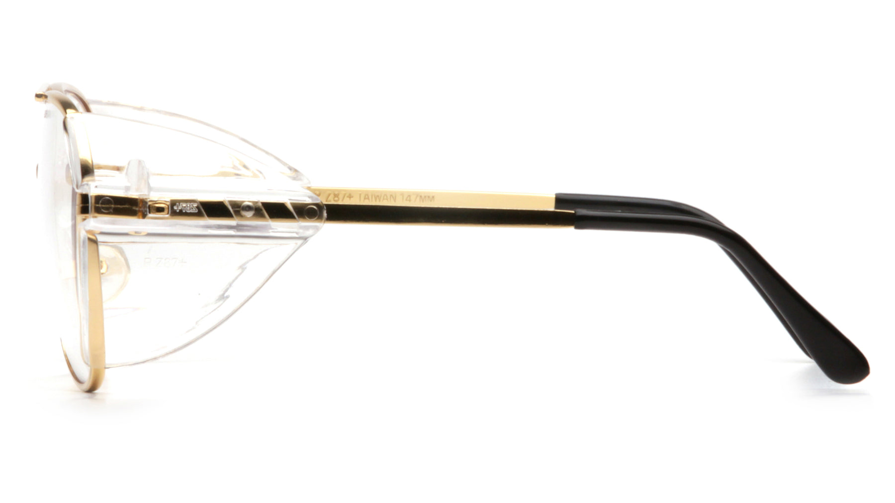 Pyramex Pathfinder Aviator Safety Glasses - Gold Frame & Clear Lens ANSI Z87.1 Certified for Construction, Woodworking & Outdoor Activities