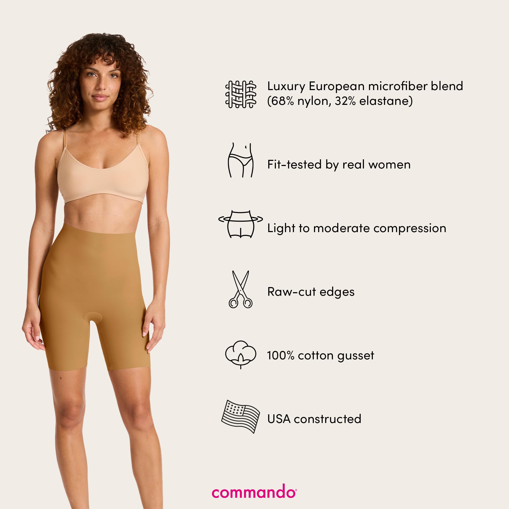 Commando Women's Classic Control Shorts - High Waist Shaping Shorts for Smoothing & Tummy Control - Perfect for Dresses, Skirts & Everyday Wear