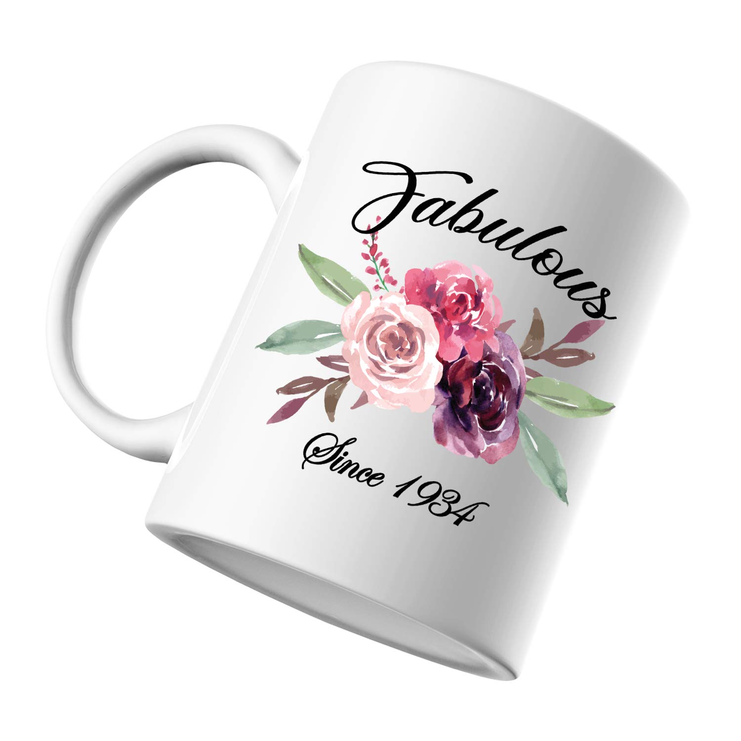 Custom 88th Birthday Coffee Mug for Women - Fabulous Since 1934 Floral Ceramic Cup | Unique Gift for Mom, Sister, Teacher | Perfect for Birthday Celebrations, Mother's Day & Retirement Parties
