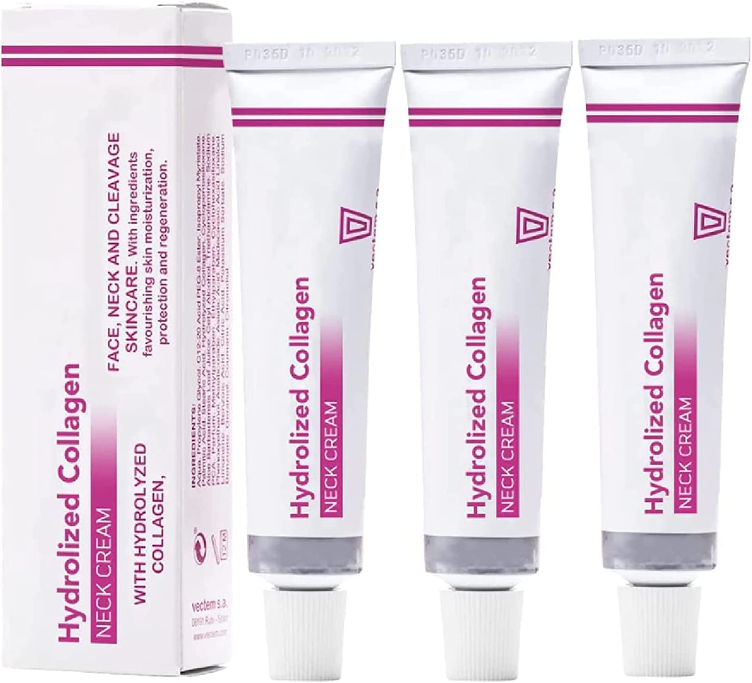 Hydrolyzed Collagen Neck Cream for Tightening & Lifting Saggy Skin | Anti-Aging Neck Firming Cream | Smooths Wrinkles & Fine Lines | 3-Pack | Perfect for Night Routine & Daily Skincare Regimen