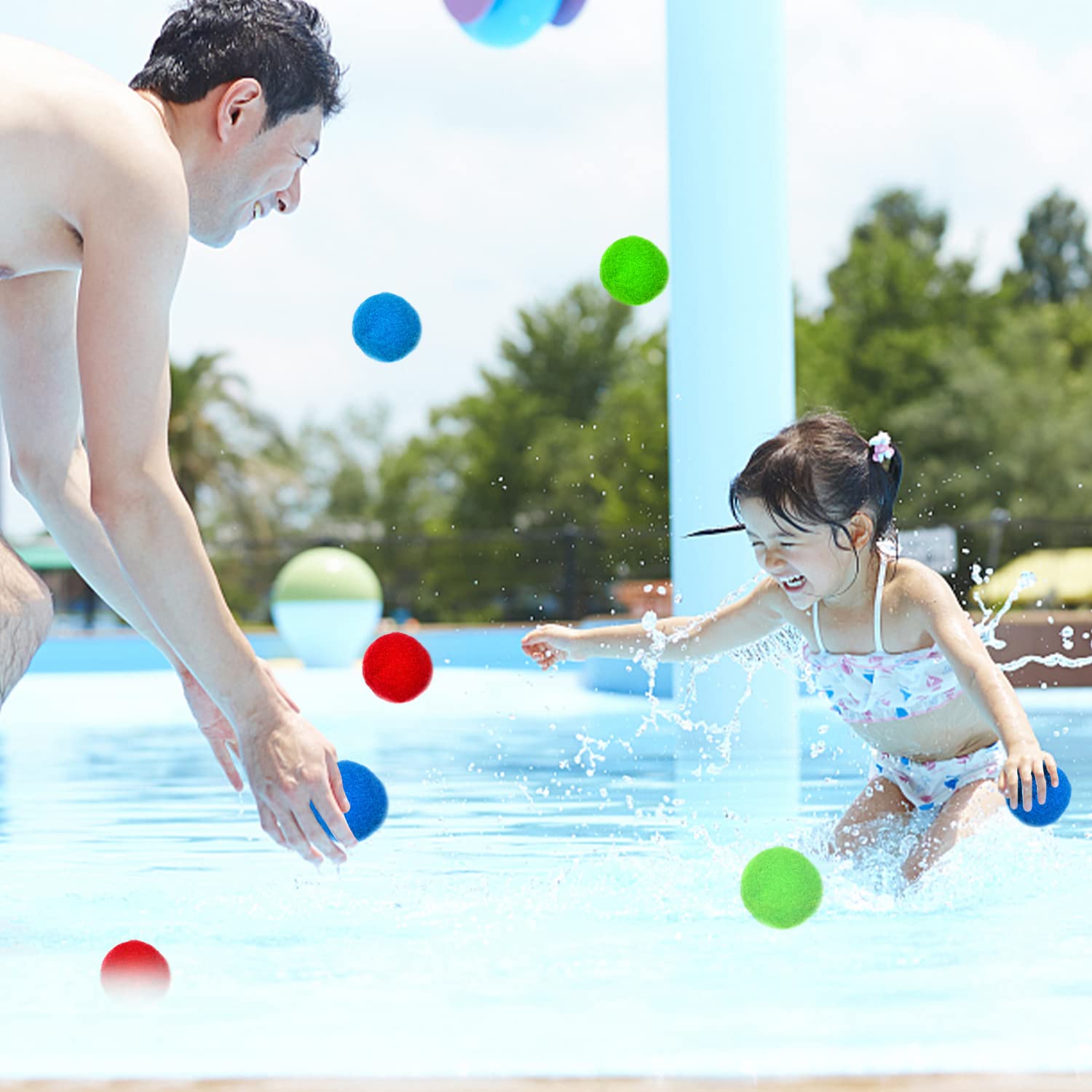 15-Piece Mixed Water Bomb Set - Reusable Splash Balls, Fluffy Balls for Kids - Fun Water Play Toys for Garden, Pool & Trampoline - Perfect for Summer Parties, Backyard Games & Kids Outdoor Activities