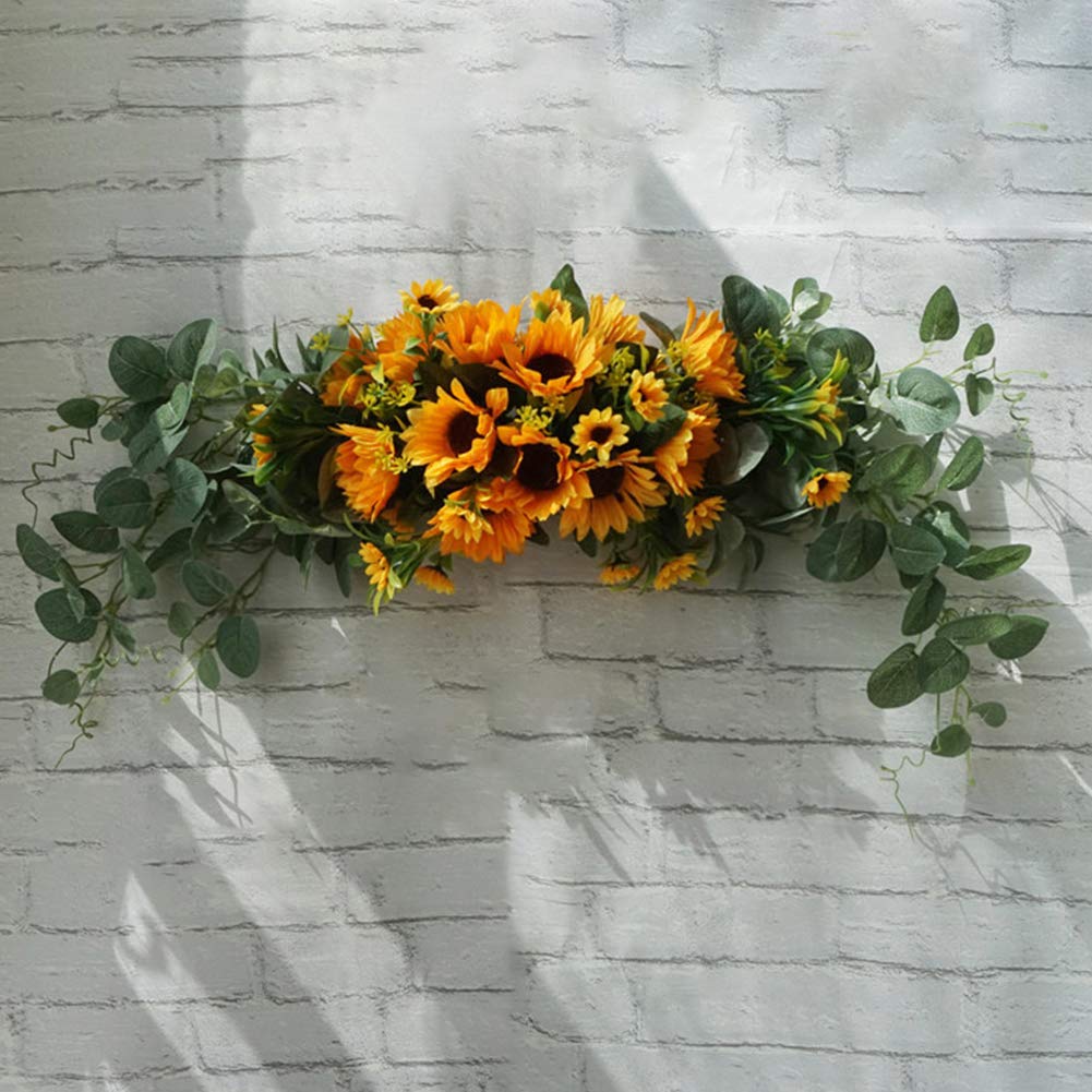 Lucare Artificial Flower Wreath - Yellow Floral Door Garland for Home Decor, Wedding, Party & Wall Decoration | Perfect for Spring, Summer & Holiday Door Threshold Decorations