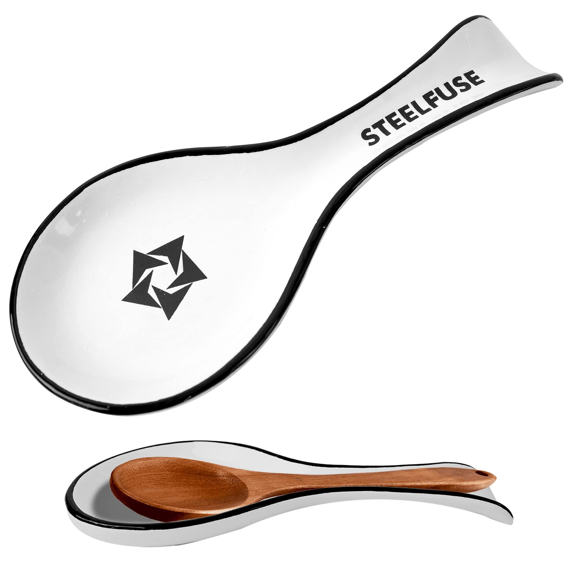 Premium Ceramic Spoon Rest - Heat-Resistant Porcelain Utensil Holder for Spoons & Tongs | Large Kitchen Countertop Stove Top Accessory | Perfect for Cooking, Serving & Kitchen Decor