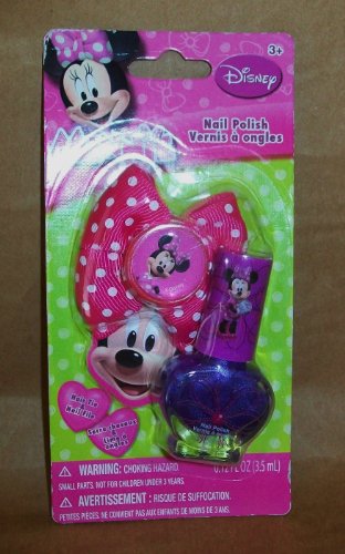 Minnie Mouse Nail Polish Set with Hair Tie & Nail File - Disney Inspired Nail Care Kit for Kids & Teens - Perfect for Birthday Gifts, Parties & DIY Manicures