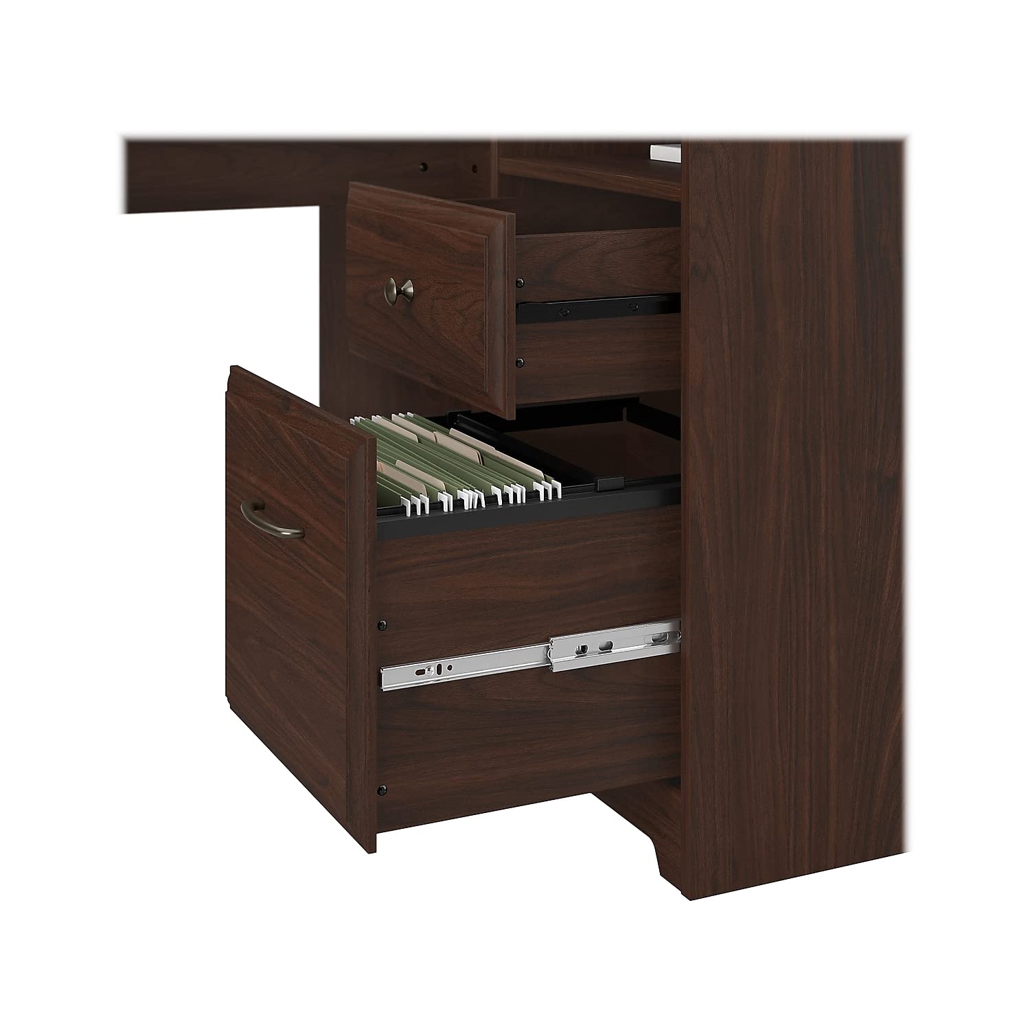 Bush Furniture Cabot L-Shaped Computer Desk in Modern Walnut - Corner Desk with Storage Drawers for Home Office | Space-Saving Workstation for Small Rooms & Gaming Setup