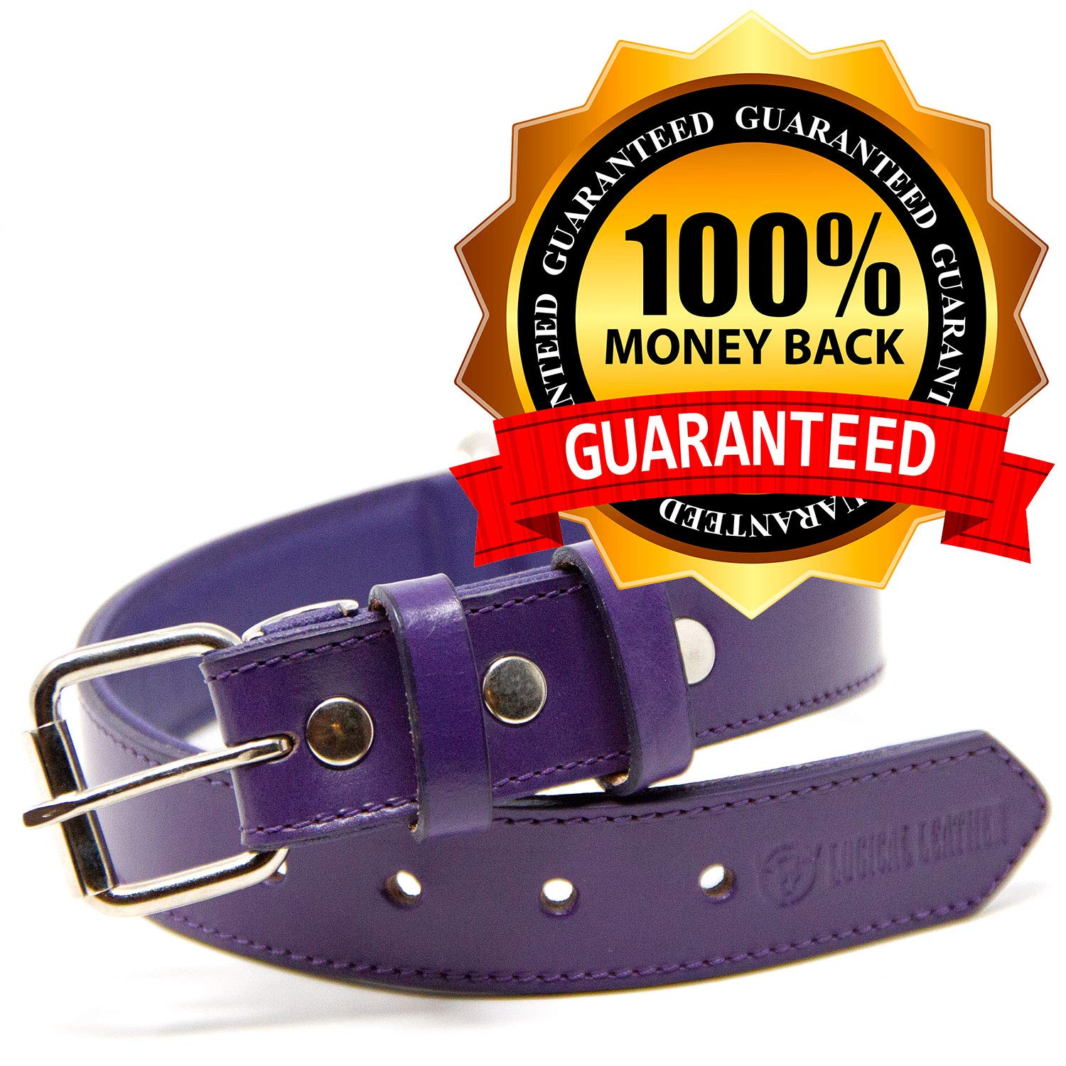 Premium Full Grain Padded Genuine Leather Dog Collar for Large Dogs - Adjustable & Durable Purple Pet Collar for Training, Walking & Outdoor Adventures