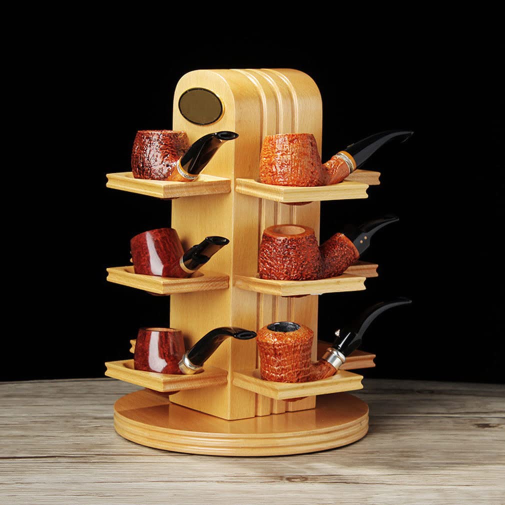 Premium Wooden Tobacco Pipe Stand Rack - 12 Slot Rotating Display Holder for Smoking Pipe Collectors | High-Class Men's Smoking Accessories | Perfect for Pipe Collections, Gifts & Home Decor