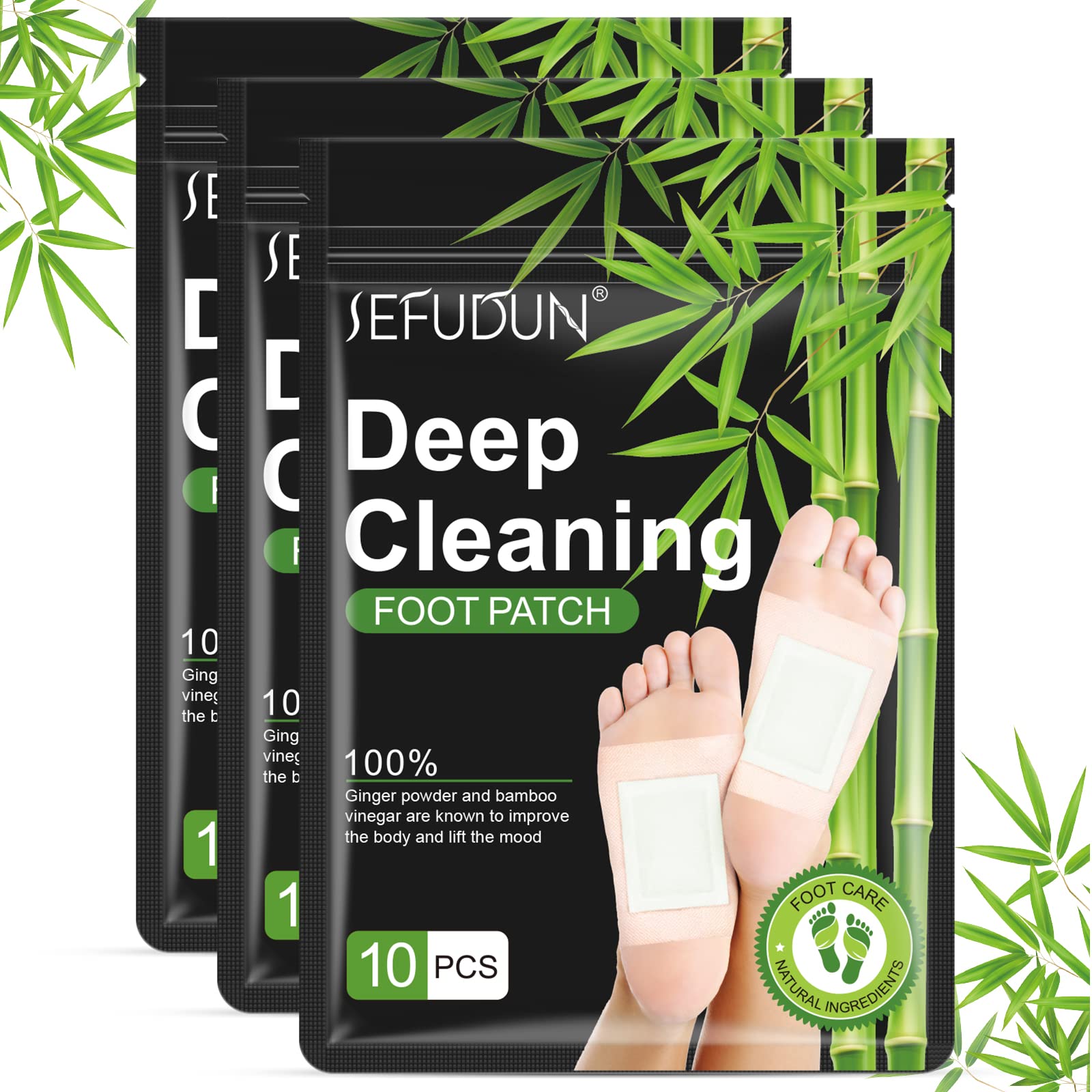 30PCS Ginger Bamboo Detox Foot Pads - Natural Deep Cleansing Foot Patches to Remove Toxins, Relieve Stress & Improve Sleep - Perfect for Spa Night, Relaxation & Self-Care Routine