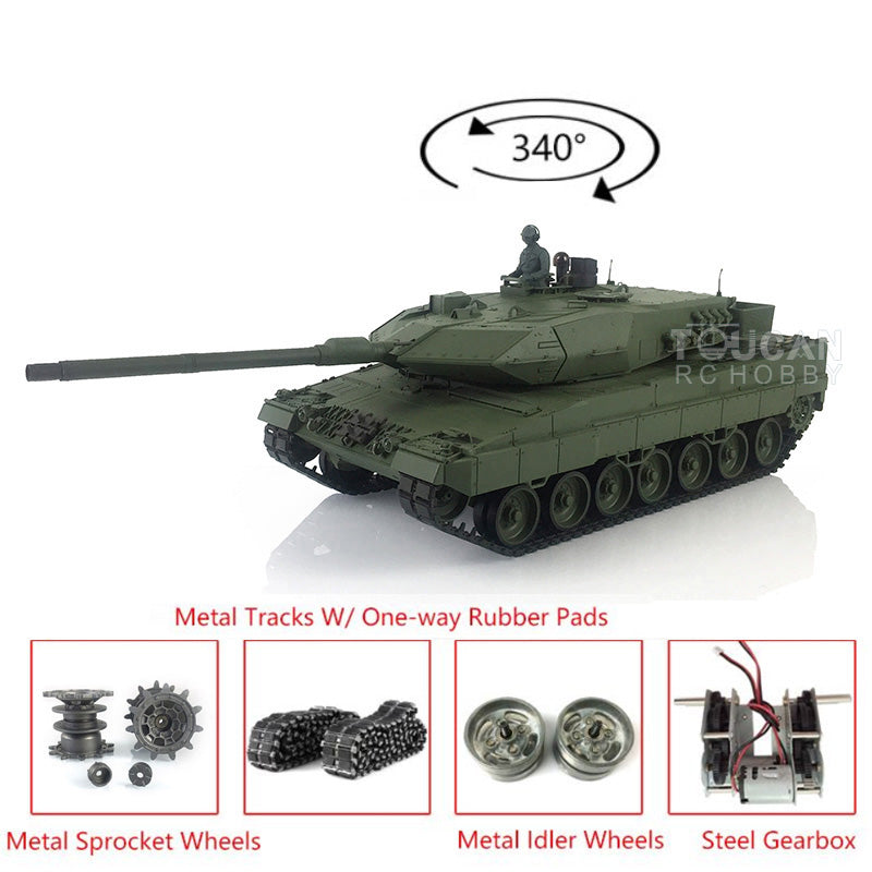 Heng Long 1/16 TK 7.0 Upgraded Ready-to-Run Leopard 2A6 RC Tank 3889 - Remote Control Military Battle Tank with Light & Sound Effects | Perfect Birthday Gift for Adults & Kids | Outdoor Play, Collection Display, War Simulation