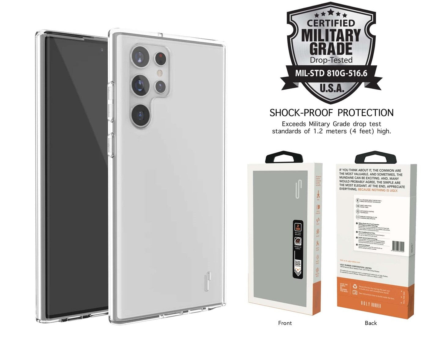 Durable Clear Rubber Armor Case for Samsung Galaxy S22 Ultra - Shockproof Slim Protective Cover for Everyday Use & Outdoor Activities