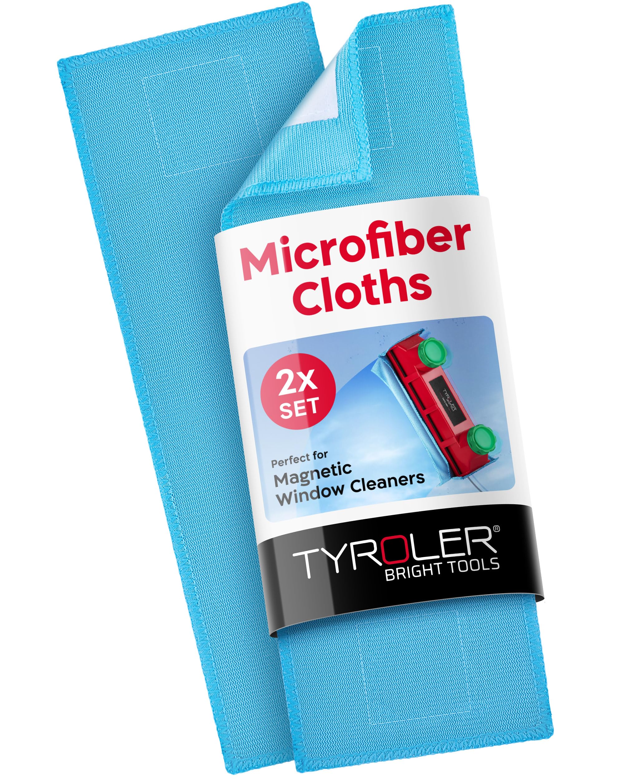 Tyroler 2-Pack Microfiber Cloths - Ultra Soft Cleaning for Magnetic Window Cleaners | Home & Car Use