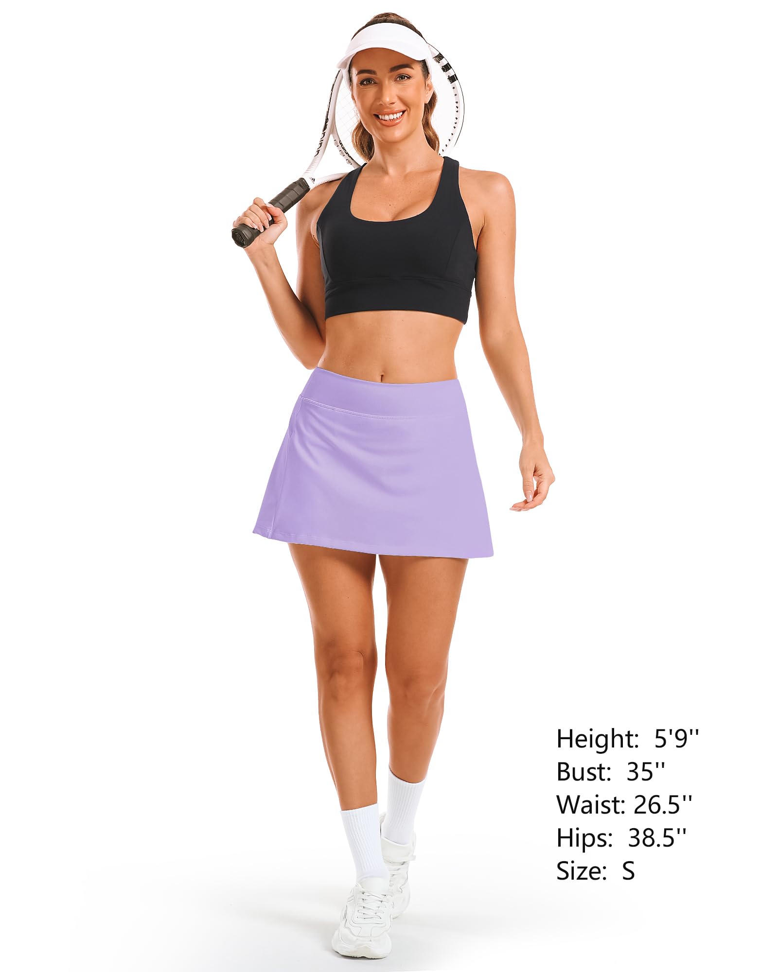 Stelle Women's High Waisted Tennis Skorts with Pockets & Built-in Shorts - Athletic Golf Running Pickleball Skirts for Sports & Outdoor Activities