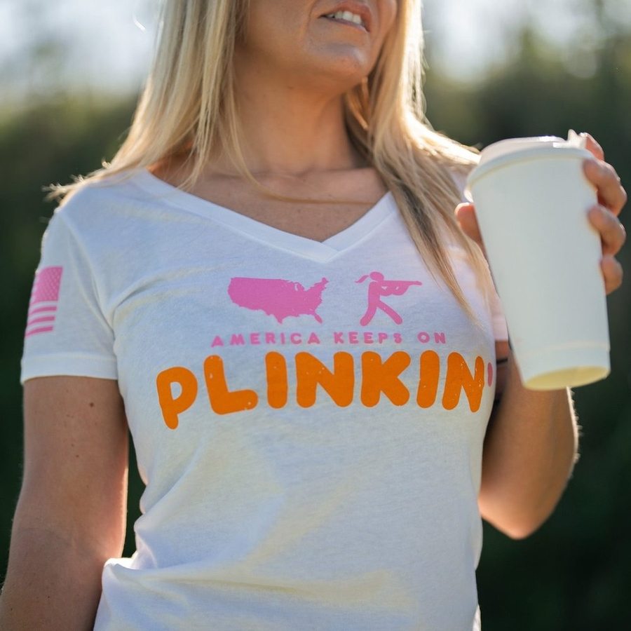 Women's Plinkin' V Neck T-Shirt - Soft Cotton White Tee for Casual Wear & Everyday Outfits | Perfect for Work, Weekend & Layering