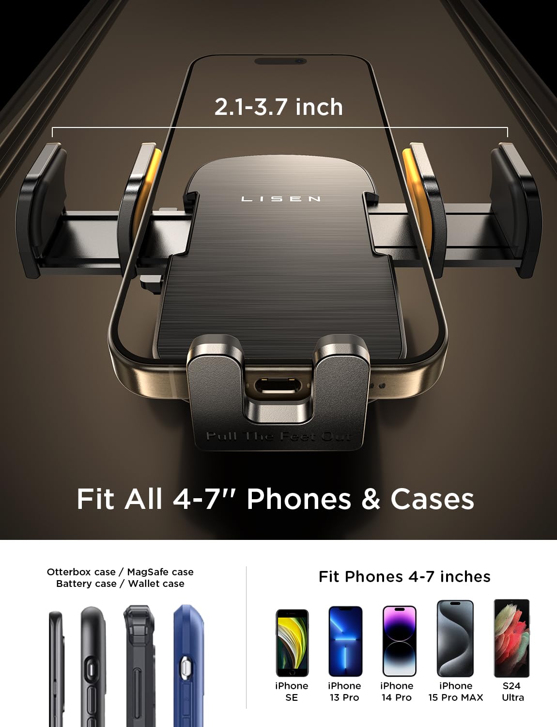 LISEN Adjustable CD Slot Car Phone Mount Holder - Ultra Sturdy Universal Car Accessories for iPhone 16/16e, Samsung S25/S24 & All Smartphones (Black) - Perfect for Hands-Free Driving & GPS Navigation