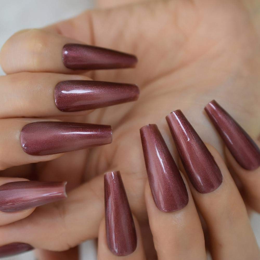 Premium Handmade Acrylic False Nails - Extra Long Coffin Shape, Thick & Reusable Salon Quality Fake Nails with Pre-Designed Art (Perfect for Parties, Weddings, and Special Occasions)