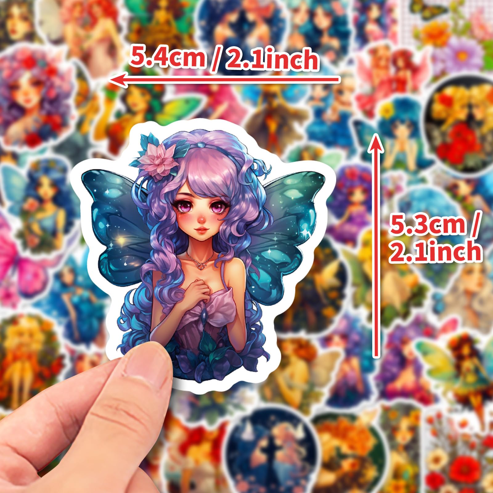 50Pcs Butterfly Fairy Stickers - Waterproof Vinyl Aesthetic Decals for Girls | DIY Scrapbooking, Laptop Decor, Water Bottle Stickers, Birthday Party Favors | Perfect for Journals, Phone Cases & School Supplies