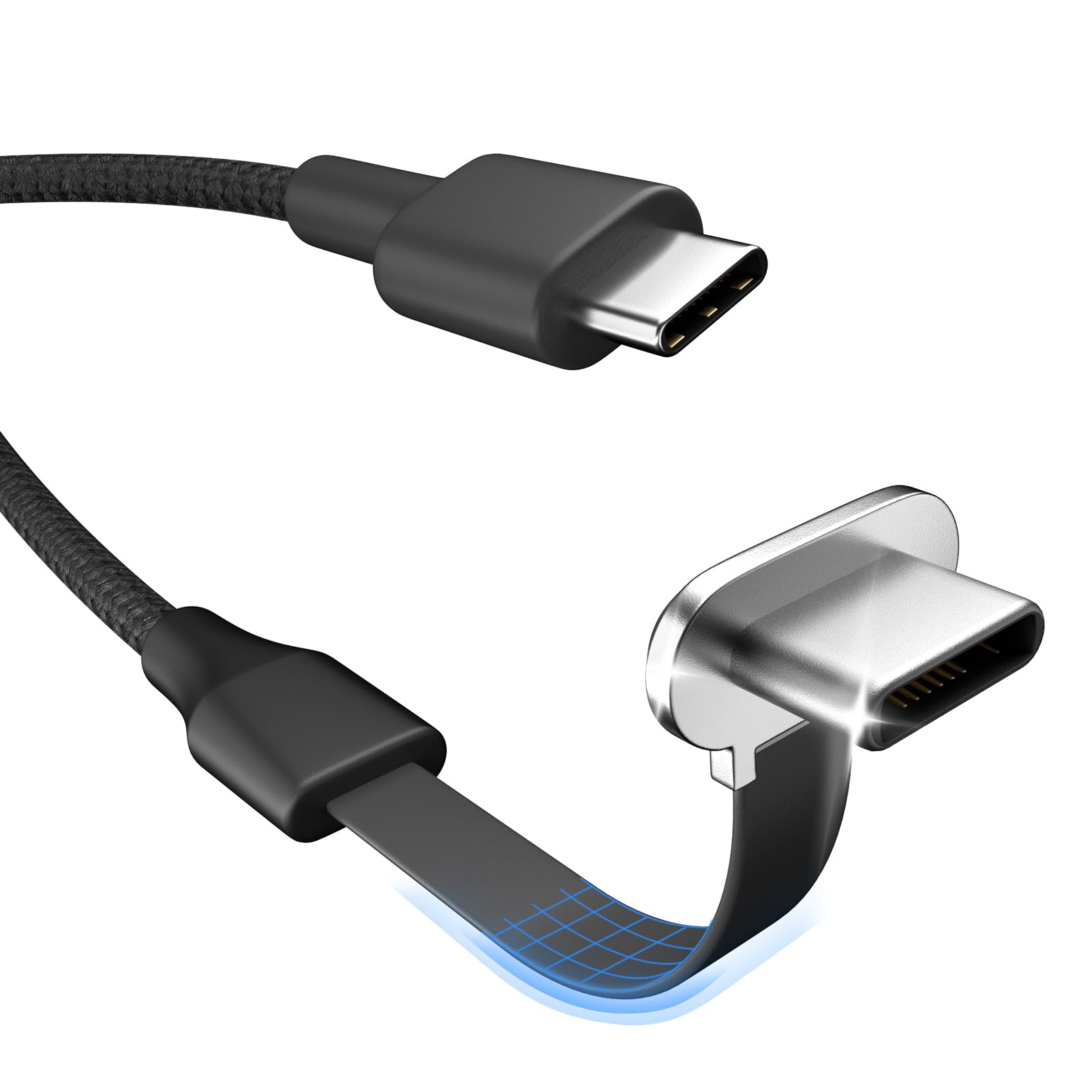 60W USB C Charger Cable 3.3ft - Fast Charging & High-Speed Data Transfer Type C Cable with 90-Degree Flat C-Port - Compatible with Samsung S23/S22/S21, iPhone 15 Pro/Pro Max, MacBook Air/Pro - Perfect for Travel, Office & Home Charging