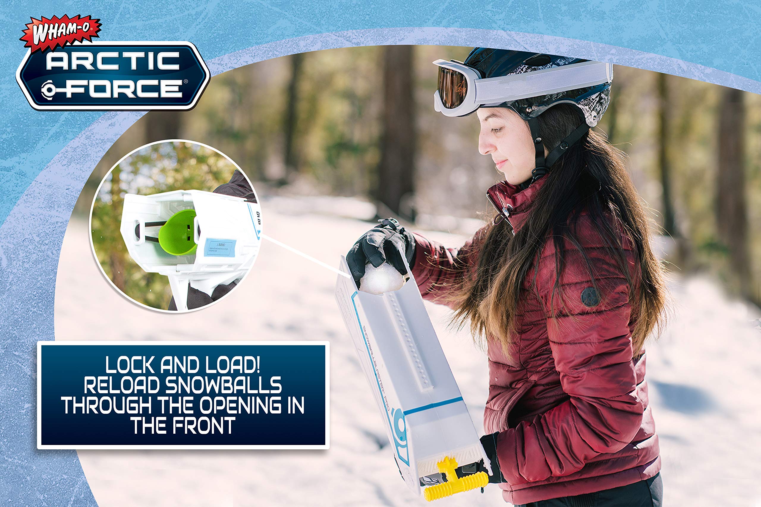 Wham-O Arctic Force Snowball Blaster with Detachable Snowball Maker - Comfortable Grip Handle for Accurate Throwing & Better Control - Easy to Aim Green Snow Ball Launcher for Winter Outdoor Play, Snowball Fights & Family Fun Activities