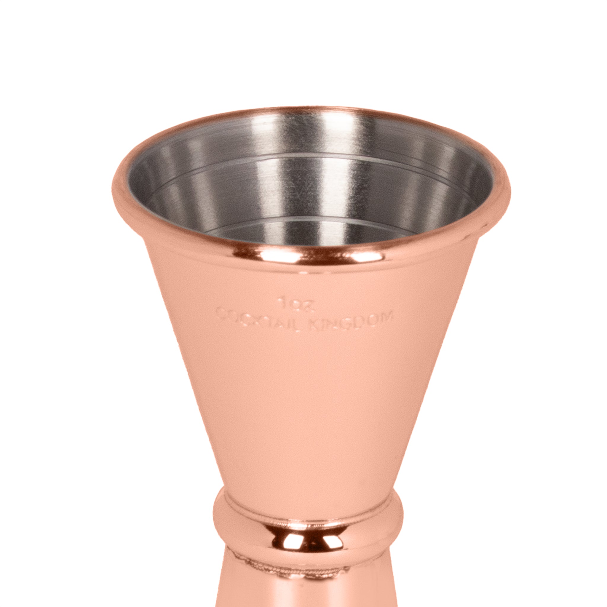 Japanese Style Copper Plated Jigger - 1oz & 2oz Dual Measuring Cup for Cocktails, Bartending, and Home Bar Mixology