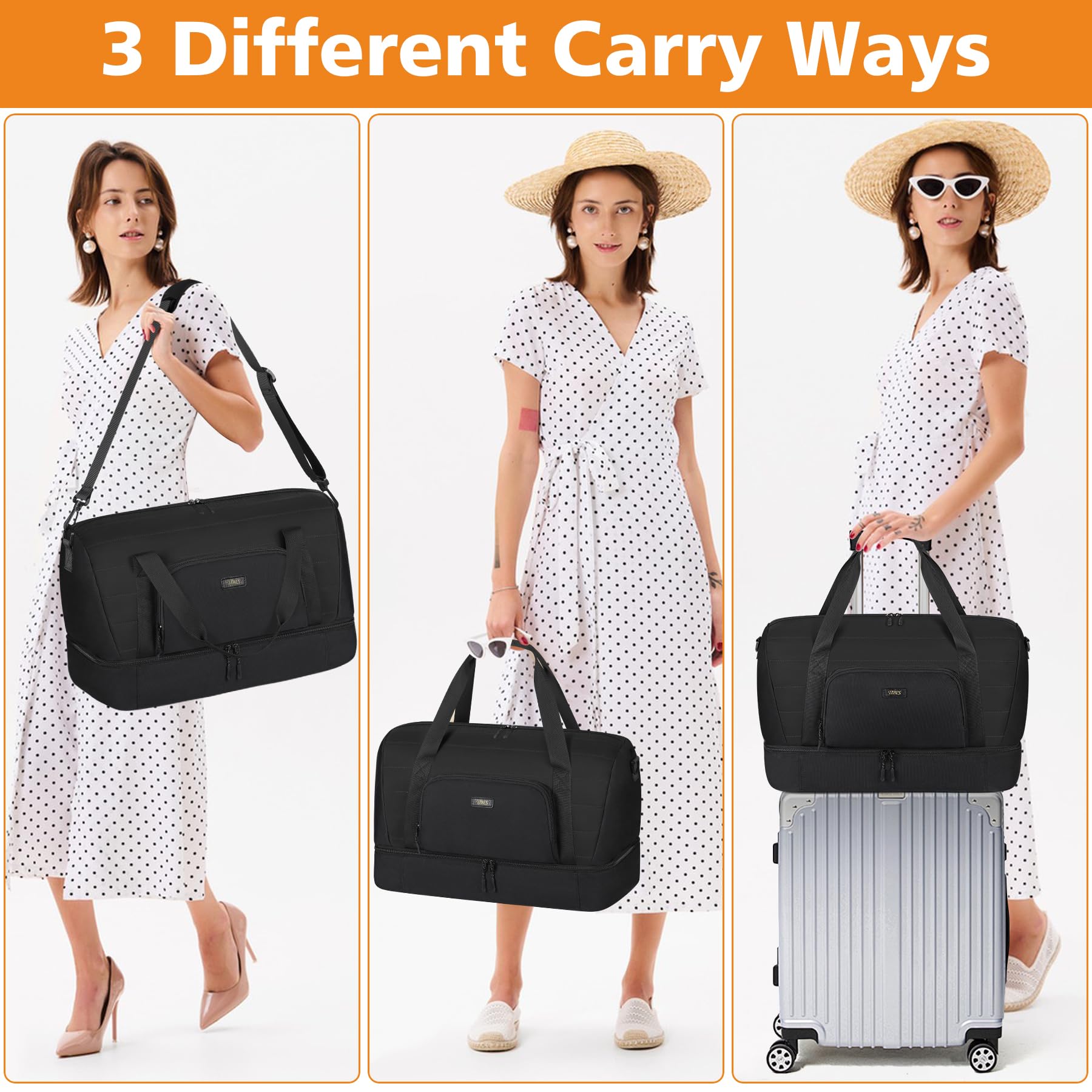 Stylish Women's Travel Weekender Bag with Shoe Compartment - 21