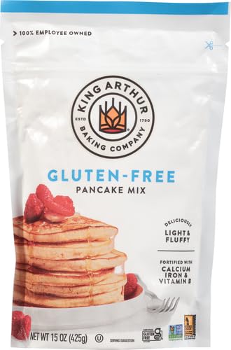 King Arthur Gluten Free Pancake Mix - Non-GMO, Kosher Certified, Easy Breakfast Solution (15 oz) | Fluffy Homemade Pancakes for Allergies & Healthy Lifestyle - Perfect for Family Brunches, Camping Trips & Quick Morning Meals