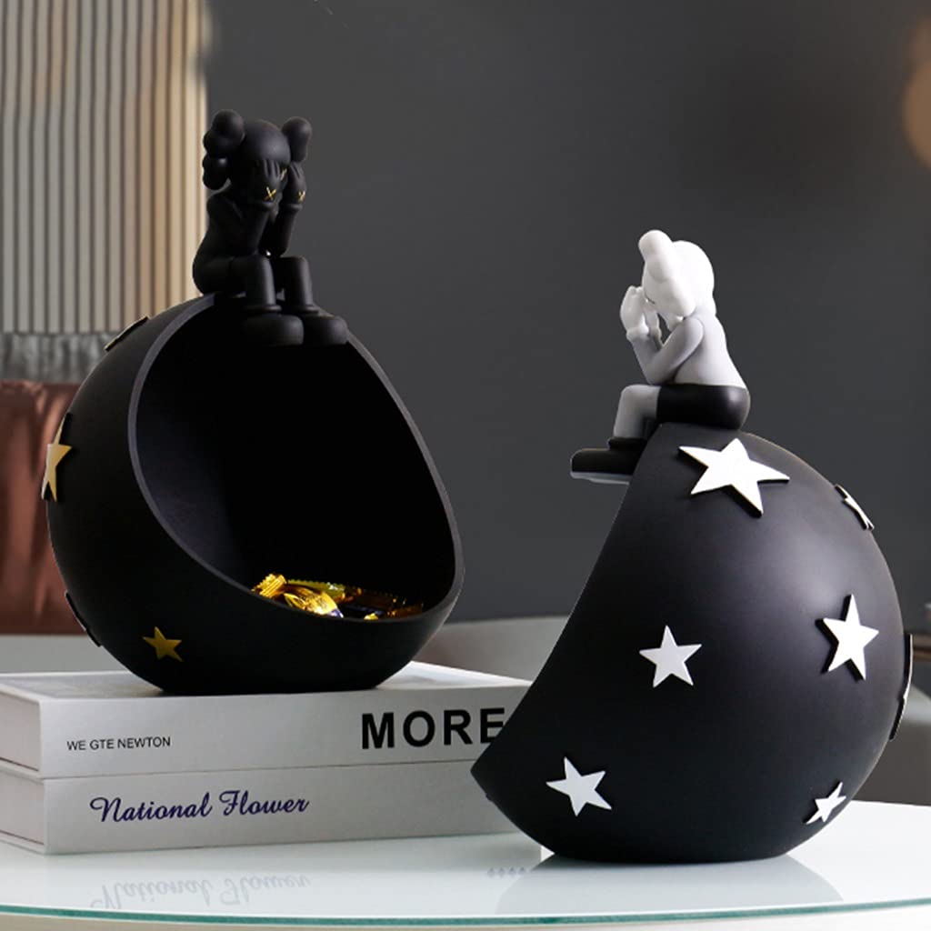 Black Key Holder Bowl - Organize Keys, Wallet, Remote & Candy on Tabletop | Stylish Storage Tray for Home Entryway, Office Desk & Halloween Decor