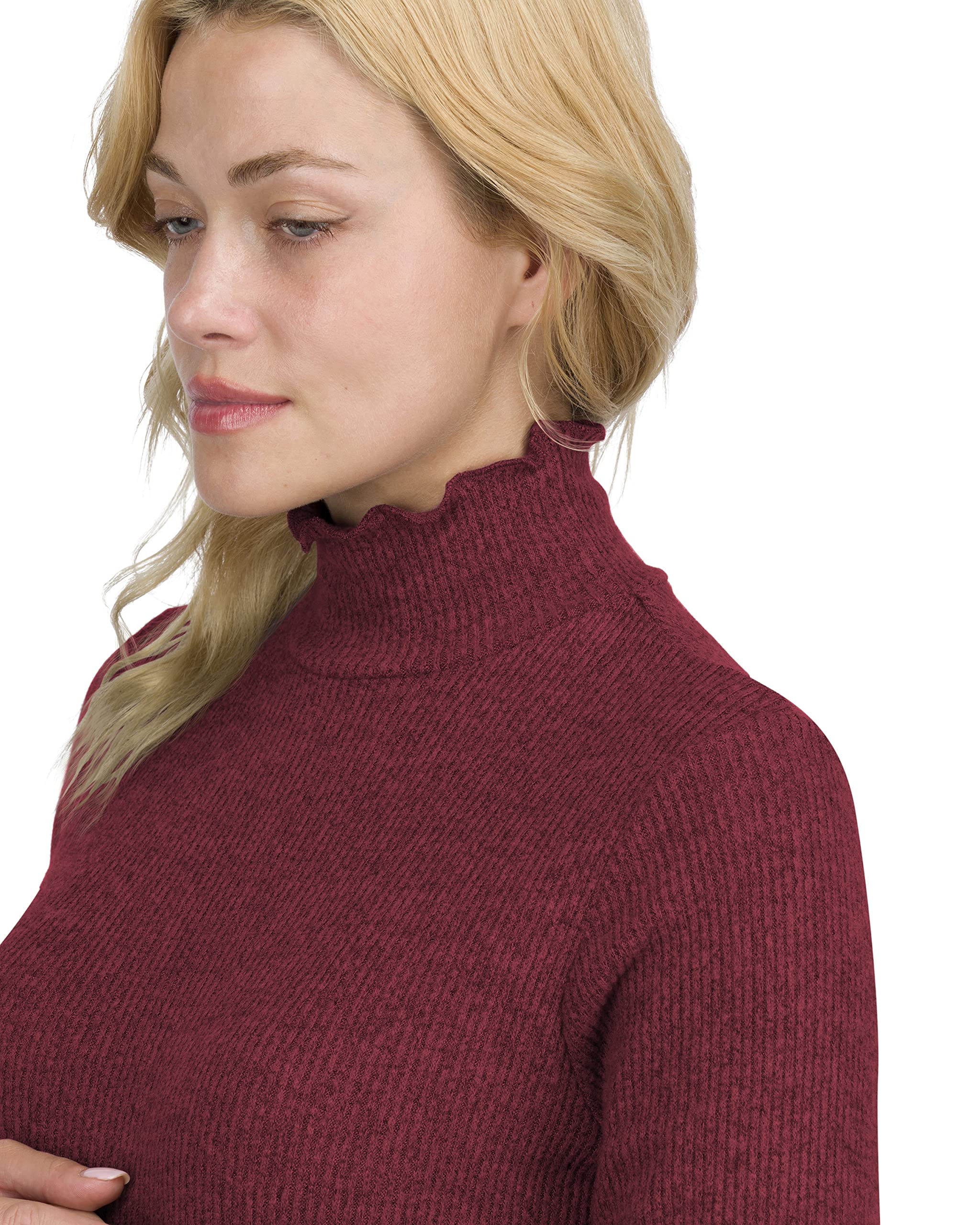 Ultra-Soft Lettuce Mock-Neck Maternity Top with Bell Long Sleeves - Comfortable Maternity Turtleneck Sweater for Pregnancy - Perfect for Work, Casual Outfits and Nursing