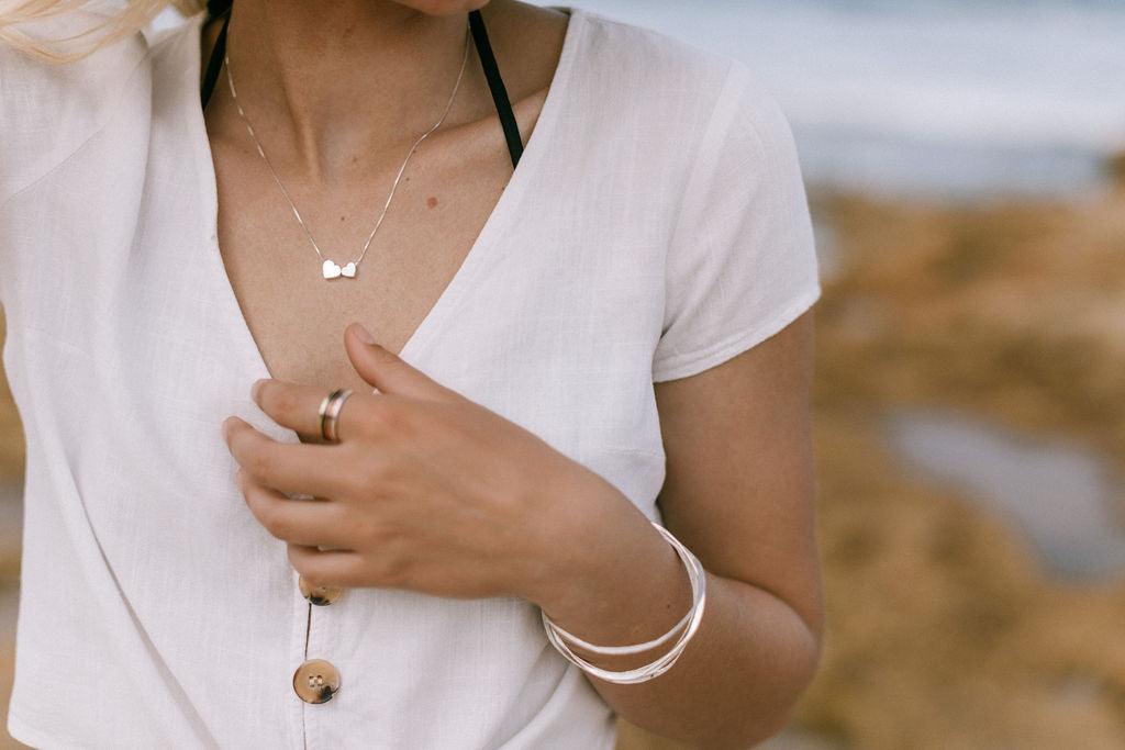 Double Heart Necklace Sterling Silver - Elegant & Romantic Jewelry for Women - Perfect for Anniversaries, Valentine's Day & Date Nights