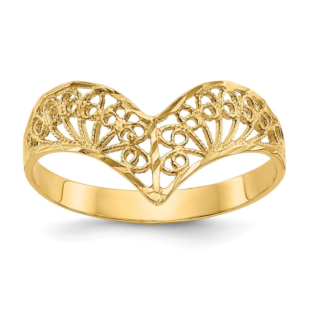 14K Yellow Gold Diamond-Cut Filigree Ring Band for Women - Elegant Wedding, Engagement & Anniversary Jewelry Gift - Perfect for Bridal, Party & Special Occasions