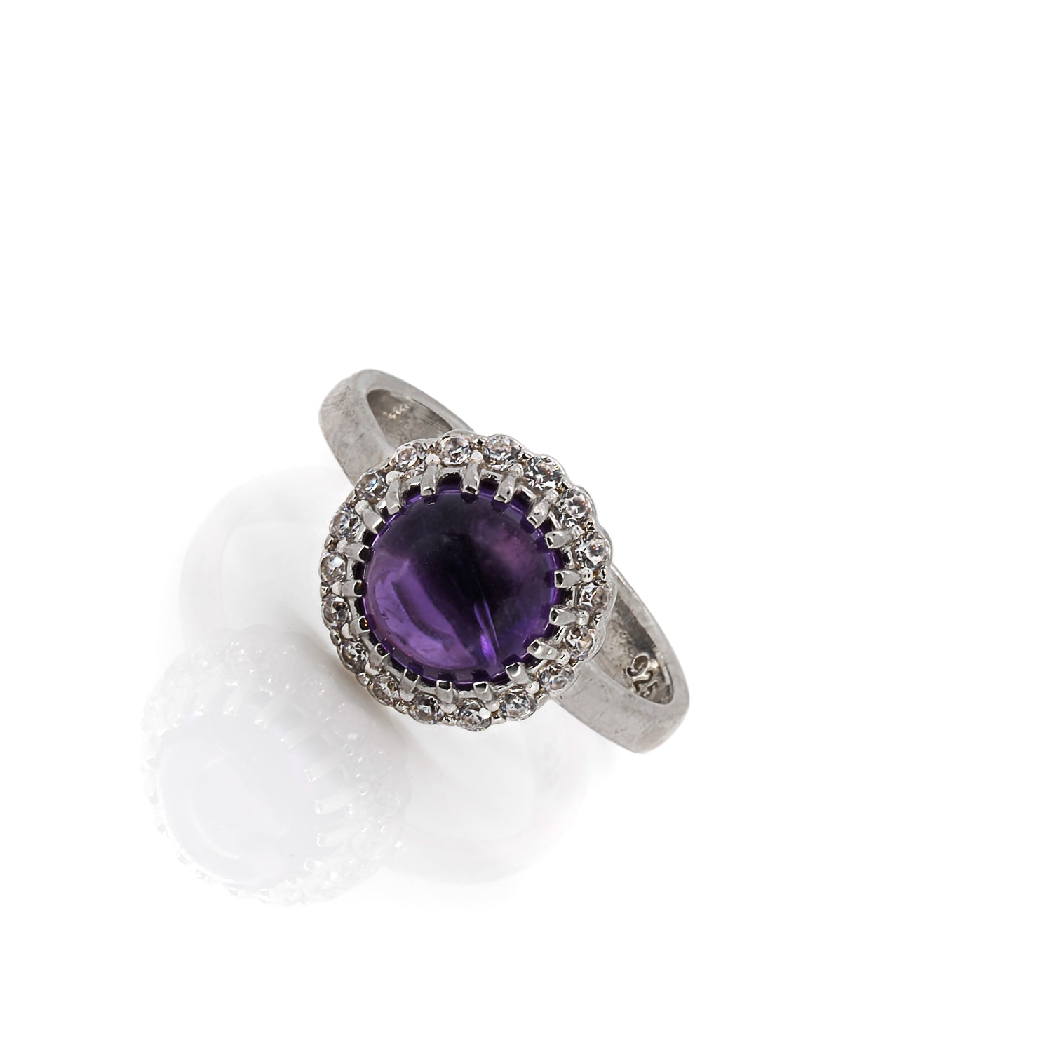 Stunning Amethyst Gemstone Silver & Diamond Statement Ring for Women | Elegant Purple Crystal Jewelry for Parties, Weddings & Special Occasions