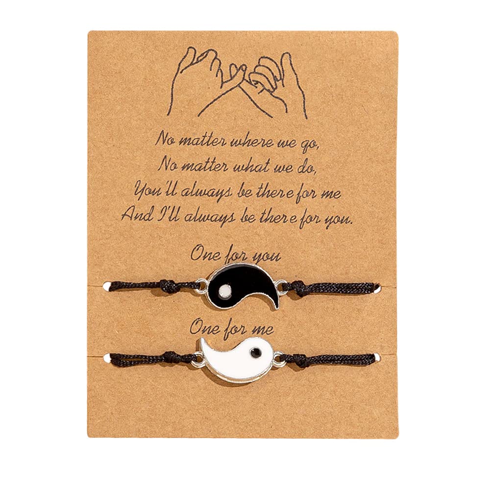 ShiQiao Spl Ying Yang Matching Bracelets for Couples, Best Friends, Men & Women - Perfect Birthday Gift for Boyfriend, Girlfriend, Boys & Girls - Ideal for Anniversaries, Valentine's Day & Everyday Wear