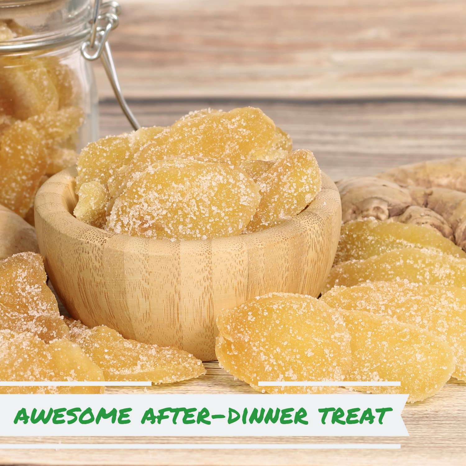 **Organic Crystallized Ginger Slices – 2.5 Lbs Bulk Bag | Natural Candied Dried Ginger Chews, Vegan, Kosher, Unsulphured, No Artificial Colors – Healthy Snack for Digestion, Nausea Relief & Baking**    *(Perfect for Tea Time, Baking Recipes, Travel Snacks & Motion Sickness Relief)*