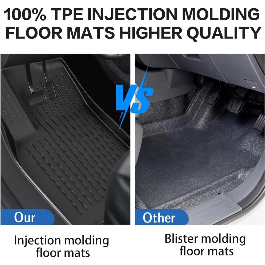Premium All-Weather TPE Floor Mats for 2021-2024 Tesla Model Y (5 Seats) - Custom Fit Waterproof & Anti-Slip Front & Rear Full Set Car Mats - Perfect for Daily Commute, Road Trips & Winter Protection